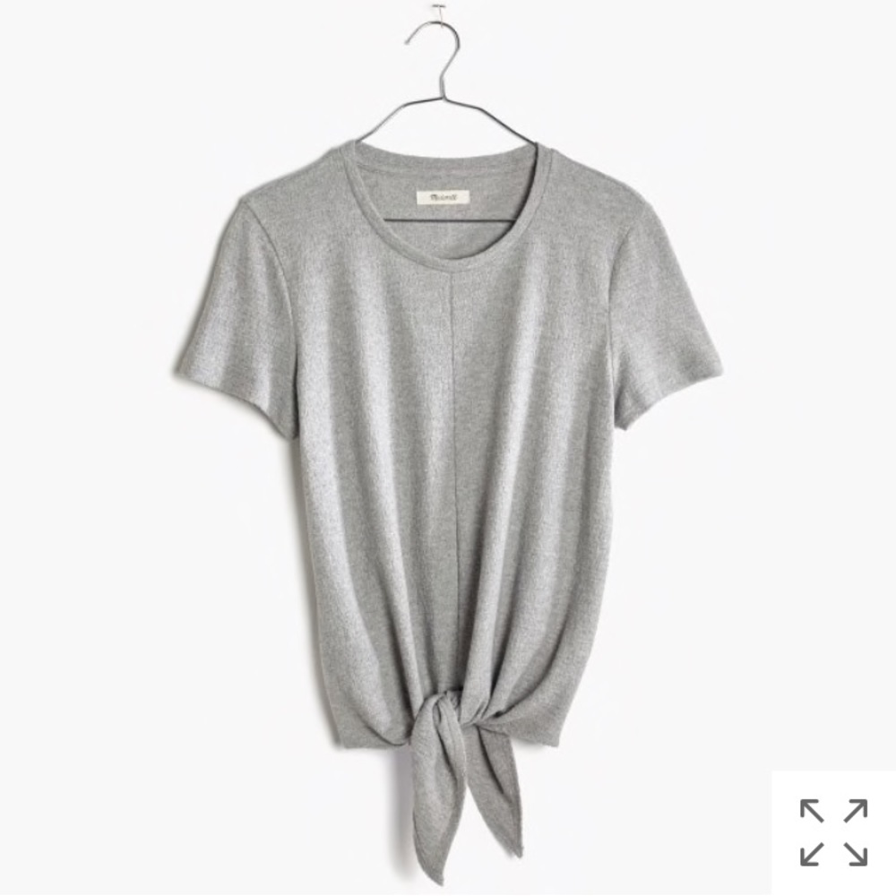 Madewell Modern Front Tie Top Grey XL Textured EUC